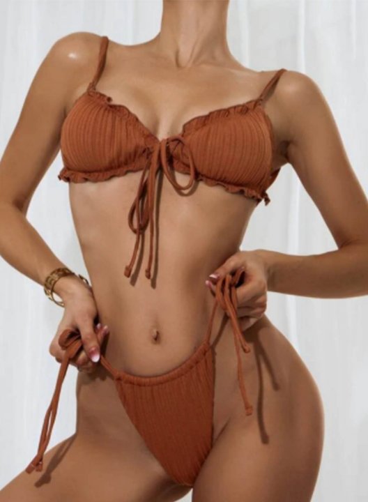 Women's Swimsuits Solid Beach Casual Three-Piece Swimsuit Bathing Suits