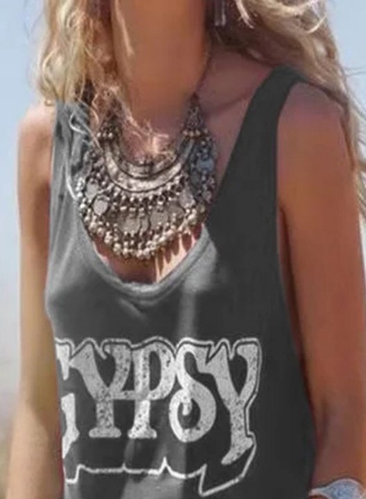 Women's Tank Tops Letter Rock Sleeveless U Neck Daily Stylish Tank Top