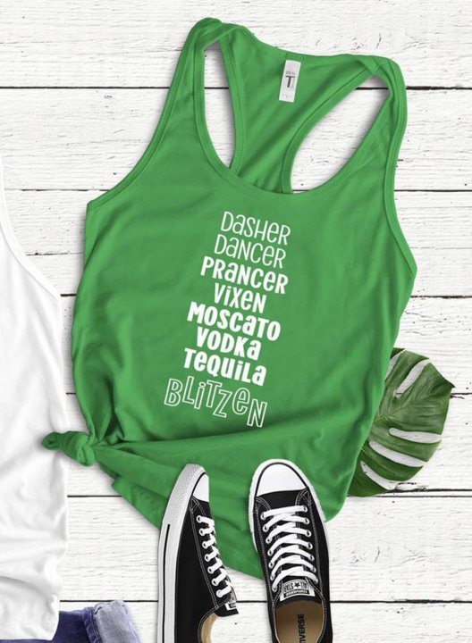 Women's Tank Tops Solid Dasher Dancer Prancer Vixen Moscato Vodka Tequila Blitzen Summer Tops