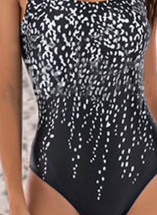 Women's One Piece Swimwear Polka Dot U Neck One-Piece Swimsuits One-Piece Bathing Suits