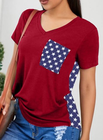 Women's T-shirts American Flag Star T-shirt