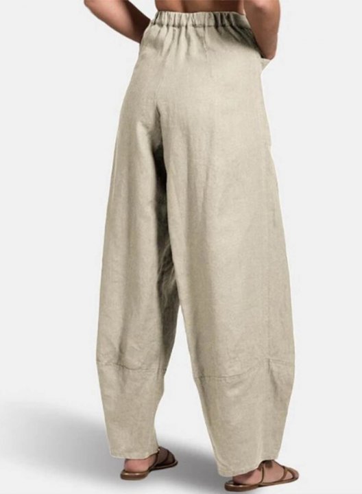 Women's Palazzo Pants Solid Straight High Waist Full Length Casual Pants