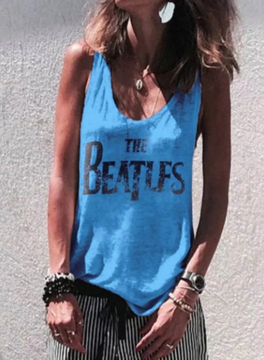 Women's Tank Tops Letter Rock Sleeveless U Neck Daily Casual Tank Top