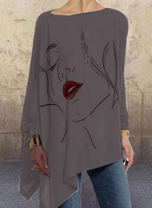 Women's Pullovers Abstract Portrait Long Sleeve Round Neck Daily Pullover