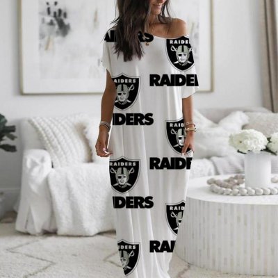 Women's Las Vegas Raiders Printed Pockets Casual Dress