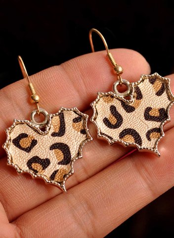 Women's Earrings Leopard Heart-shaped Alloy Earrings