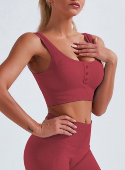 Women's Sports Sets Solid Sleeveless U Neck Cropped Slim High Waist Casual Daily Two-piece Sets