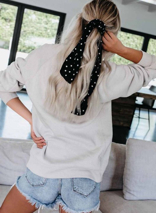 Solid Long Sleeve Casual Sweatshirt