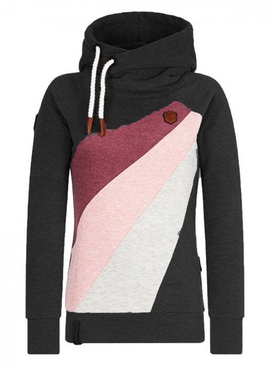 Women's Hoodie Long Sleeve Color-Block Cotton-Blend Drawstring Cowl Neck Hoodie