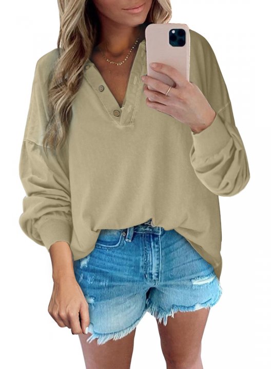 Pink/Green V Neck Long Sleeve Top