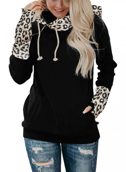 Long Sleeve Color Block Casual Hoodie