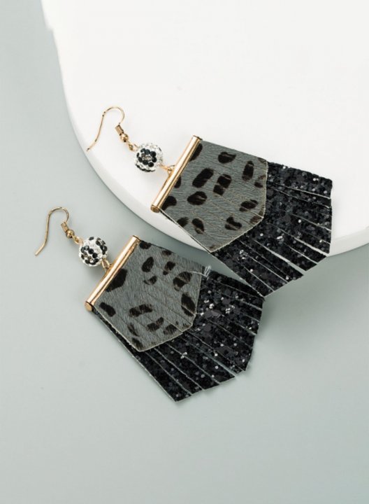 Women's Earrings Leopard Leather Earrings