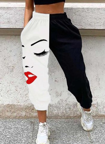 Women's Joggers Portrait Color Block Straight High Waist Full Length Casual Sporty Joggers