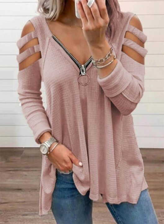 Women's Pullovers Solid Long Sleeve V Neck Daily Pullover