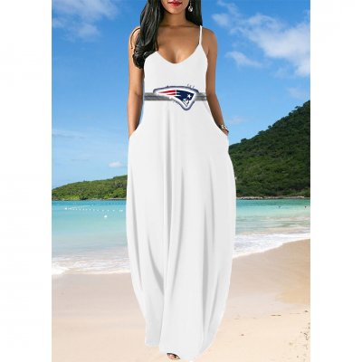 Small V-neck New England Patriot Sleeveless Sling Long Loose Dress