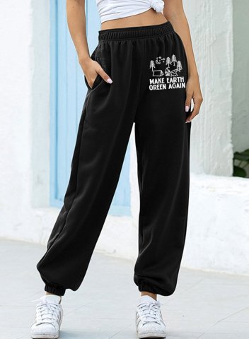 Women's Joggers Soid Letter Straight High Waist Ankle-length Casual Daily Joggers