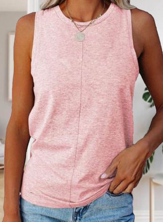 Women's Tank Tops Solid Sleeveless Round Neck Daily Casual Tank Top