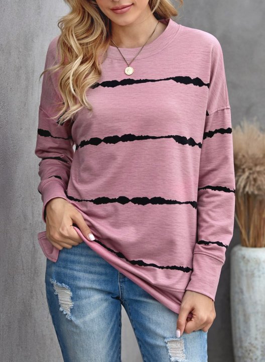 Striped Abstract Long Sleeve Casual Sweatshirt