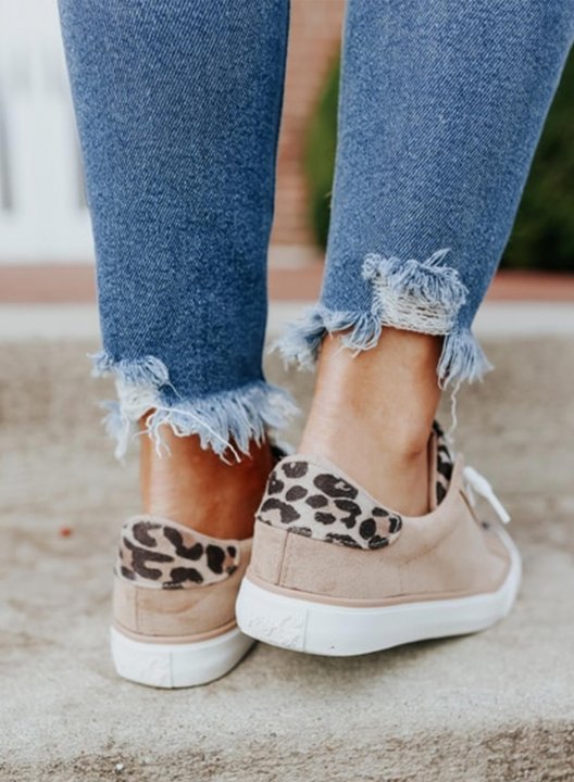 Women's Sneakers Suede Solid Leopard Casual Sneakers