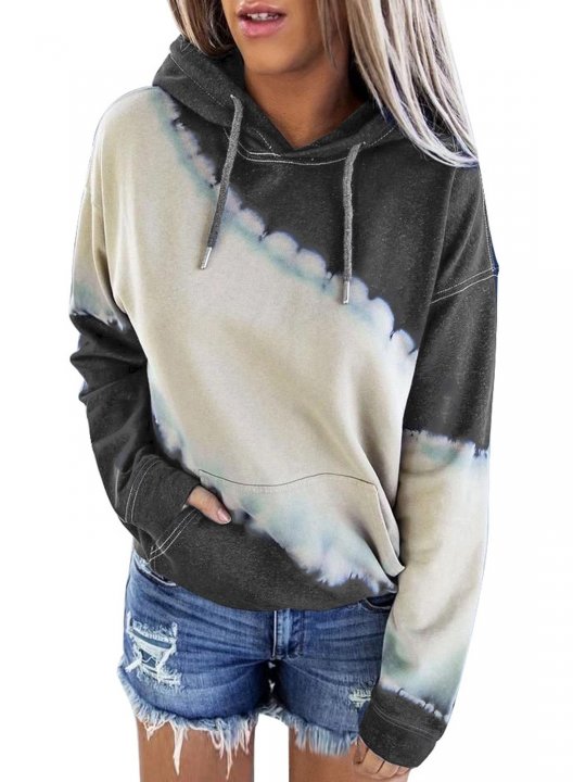 Front Pocketed Tie-dye Hoodie