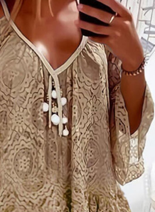 Women's Blouses Cold Shoulder Lace Blouses