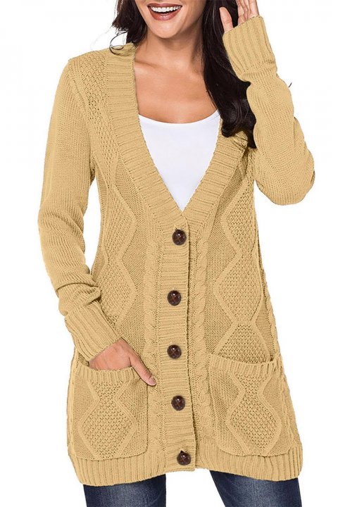 Women's Cardigans Front Pocket and Buttons Closure Cardigan