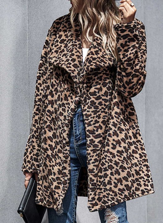 Leopard Down Long Sleeve Casual Cardigan