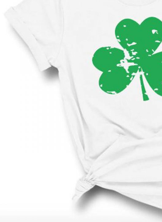 Women's T-shirts St Patrick's Day Shamrock Print Short Sleeve Round Neck Daily T-shirt