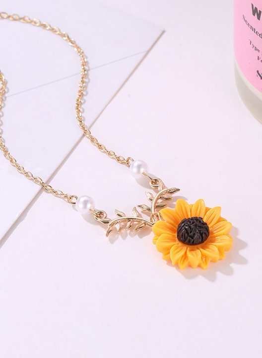 Sunflower Charm Chain Necklace