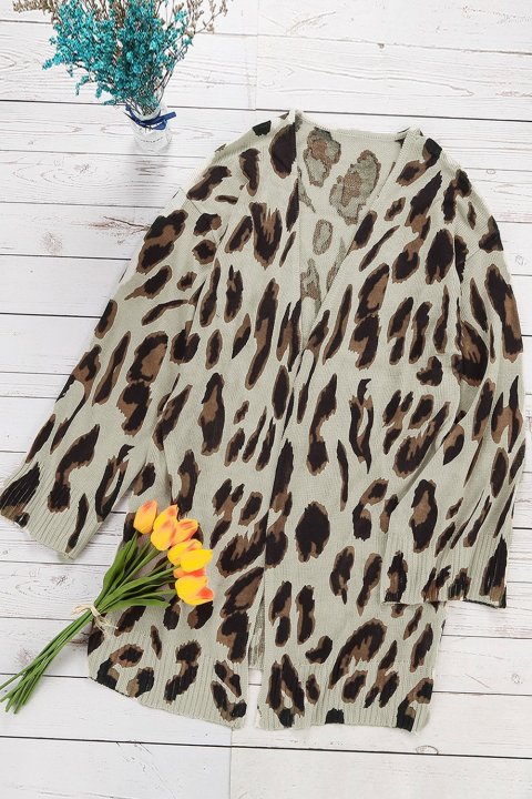 Women's Cardigans Lightweight Knit Leopard Cardigan