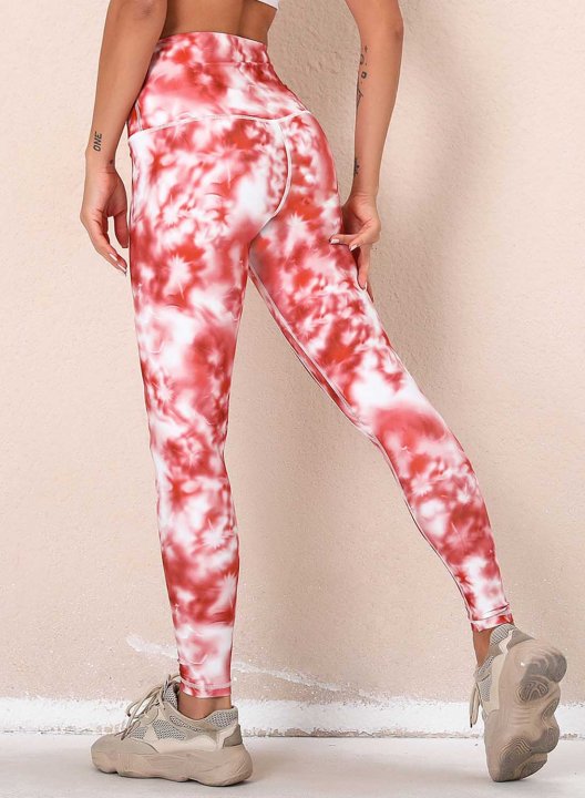 Women's Leggings Slim Color Block Tiedye Mid Waist Casual Full Length Track Pants