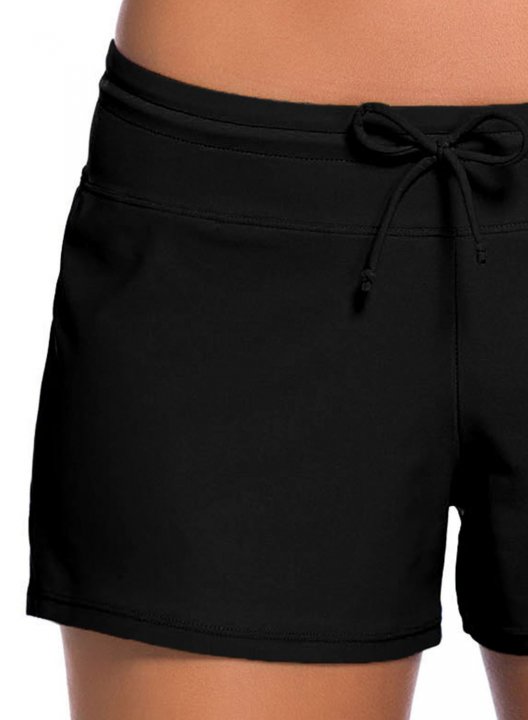 Women's Swim Shorts Mid Waist Letter Festival Knot Drawstring Swim Shorts