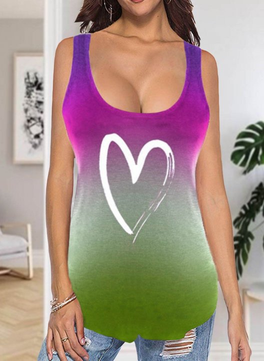 Women's Tank Tops Color Block Heart-shaped Sleeveless U Neck Daily Casual Tank Top