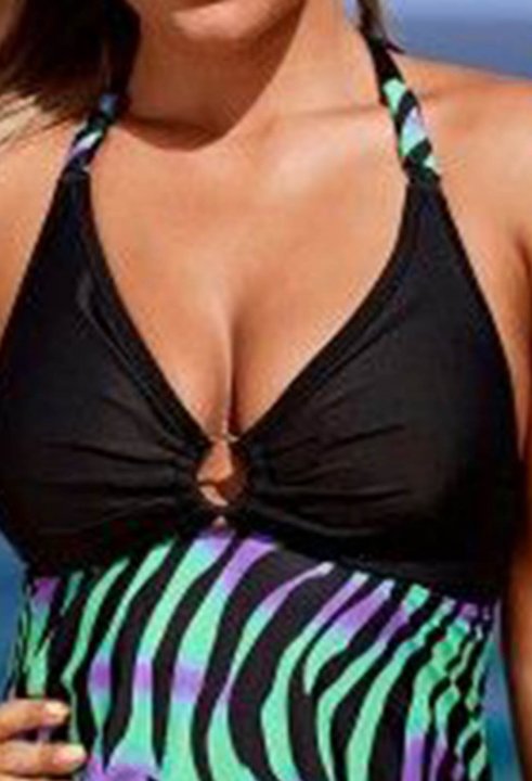 Women's Tankinis Color Block V Neck Daily Padded Tankini