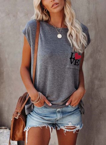Women's T-shirts Letter Short Sleeve Round Neck Daily Cute T-shirt