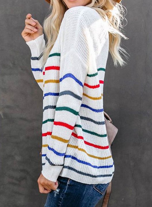 Striped Loose Fit Knit One Shoulder Top