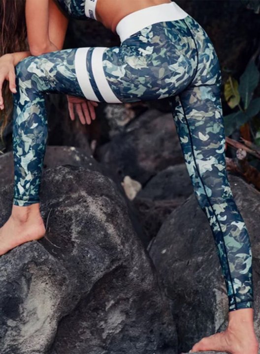 Women's Leggings Slim Camouflage Tropical Mid Waist Casual Sporty Leggings