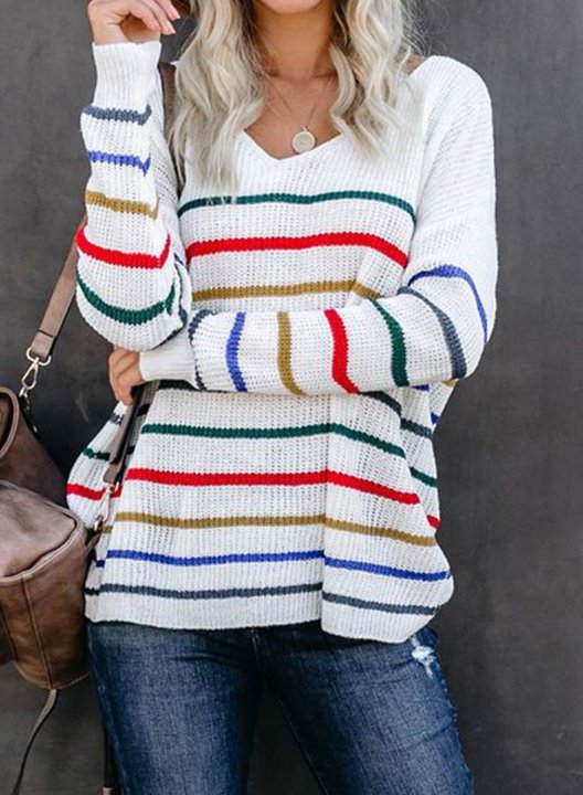 Striped Loose Fit Knit One Shoulder Top