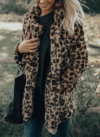 Leopard Casual Long Sleeve Tunic Coats