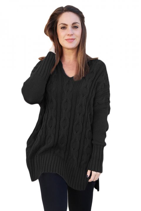 Women's Sweaters Oversized Cozy up V Neck Cut-out Knit Pullover Sweaters