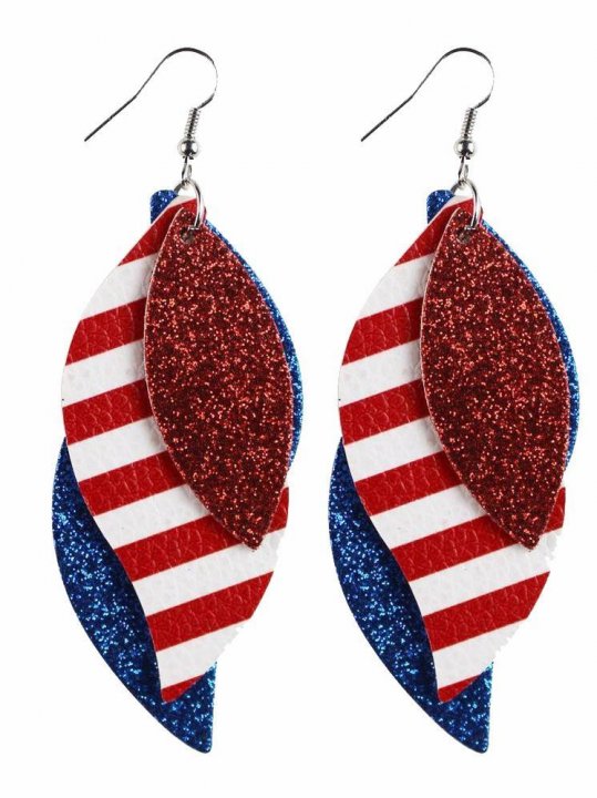 PU Leather Leaf-Shaped Flag Earrings