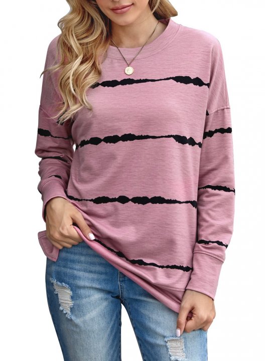 Striped Abstract Long Sleeve Casual Sweatshirt