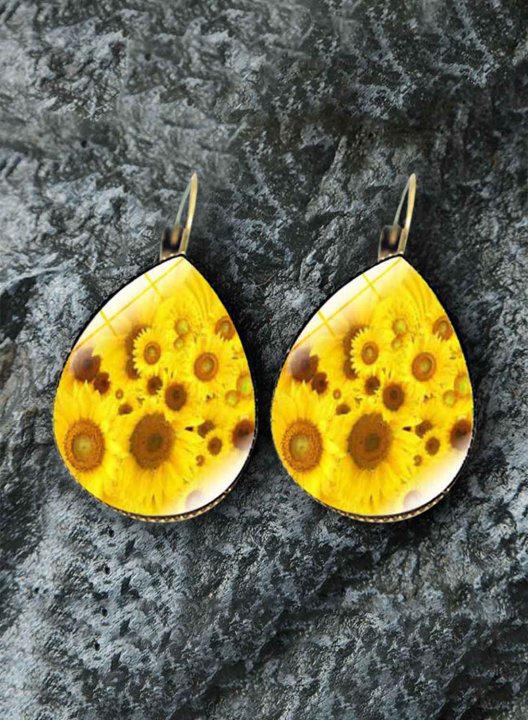 Women's Earrings Sun Flower Color Block Gem Drop Earrings