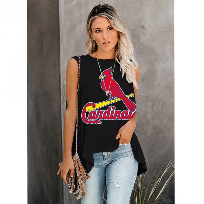 Women's Summer ST. LOUIS CARDINALS Team Fans Print Casual Irregular Sleeveless Round Neck Vest T-Shirt