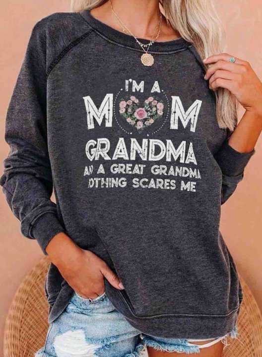 Women's Sweatshirts Letter Print Long Sleeve Round Neck Casual Sweatshirt