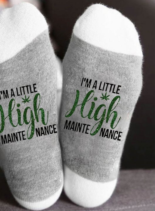 Women's I'm A Little High Maintenance Funny Socks Letter Color Block Cotton Socks