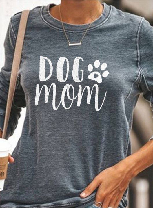 Women's Dog paw print Print Round Neck Daily Sweatshirt