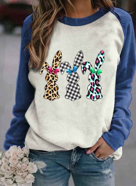 Women's Sweatshirts Cute Easter Day Bunny Print Sweatshirts