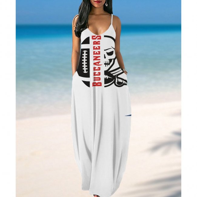 Tampa Bay Buccaneers Print Side Pocket Maxi Dress