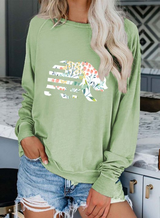 Women's Mama Bear Print Sweatshirt Round Neck Long Sleeve Casual Daily Pullovers